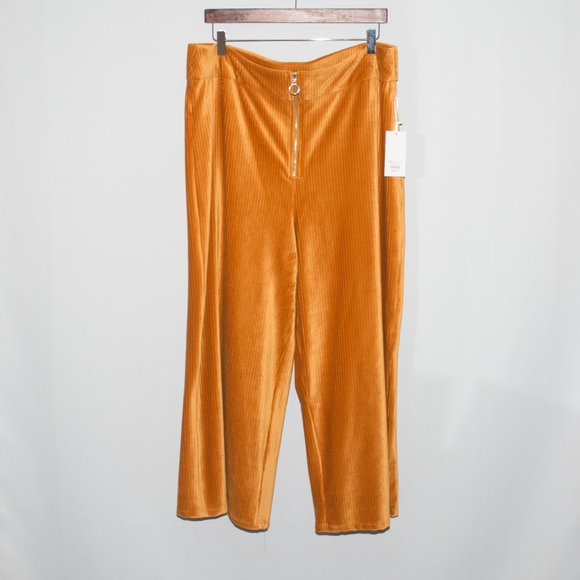 Candies Gold Zip Up Wide Leg Velour Pants - Picture 2 of 5